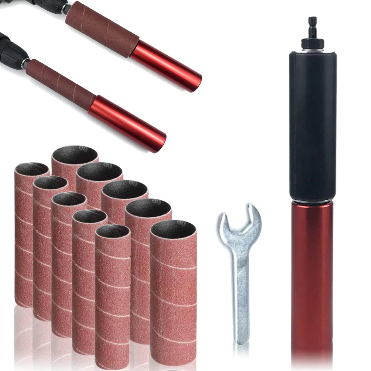 Bewinner Spindelschleifer Adapter, 1,5-Zoll Schleifhülsen, 10er-Pack, Aluminiumlegierung, Holz