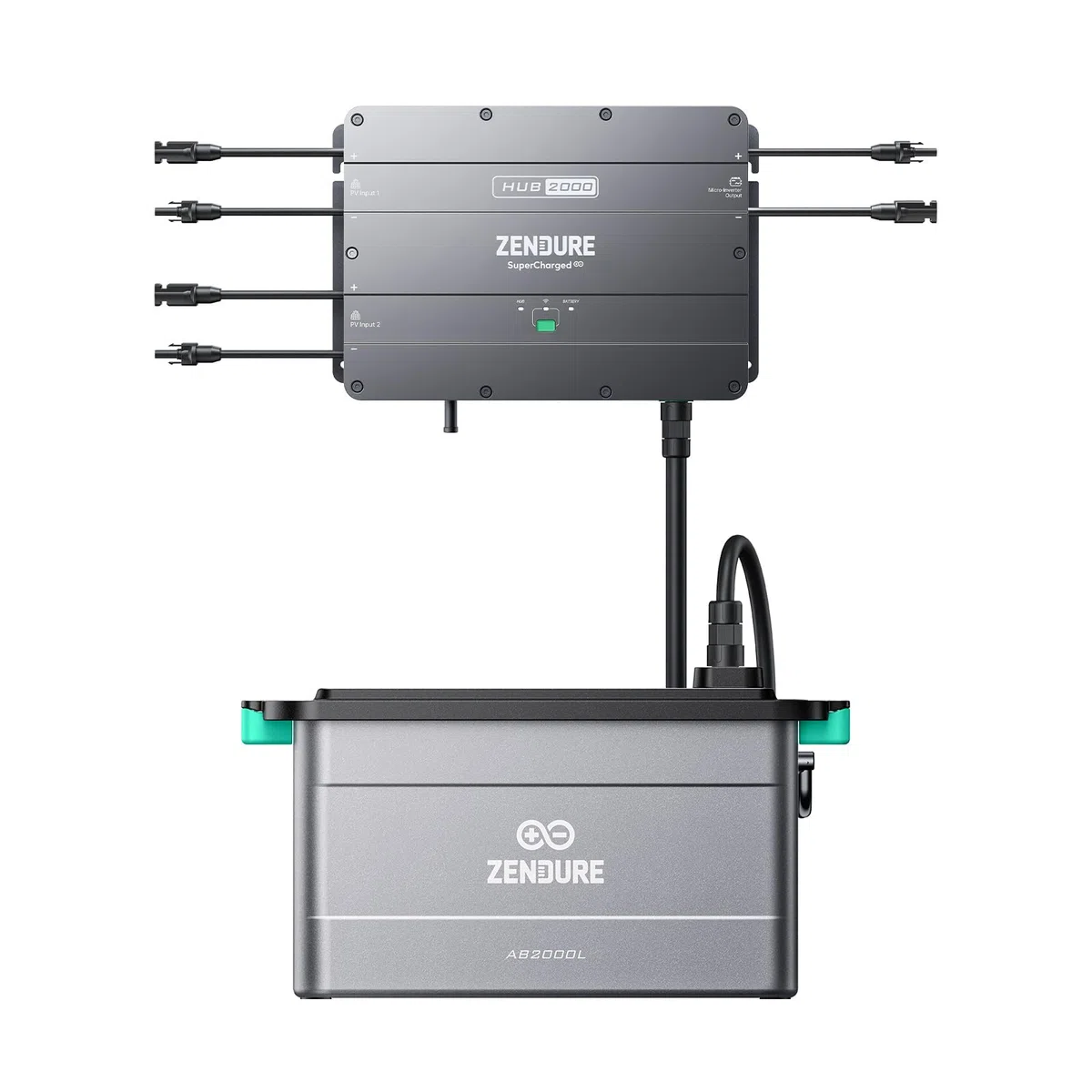 Zendure Hub 2000 Balkonkraftwerk für Speicher für SolarFlow, 1800 W Solar Eingang, AB2000L 1920 Wh LiFePO4, 7680 Wh Erweiterbare Kapazität, Kompatibel mit Shelly Pro 3EM, mit 1 AB2000L Akku