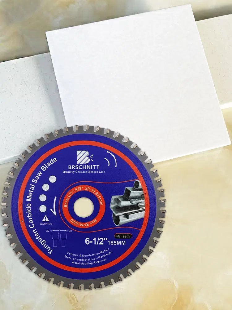 Kreissägeblatt Metall 165mm - BRSCHNITT 48T TCT Metallkreissägeblatt zum Schneiden von Eisen, Eisenrohren, Winkeleisen, Metall, für Kreissäge und Kappsäge,Bohrung:20/15.875MM