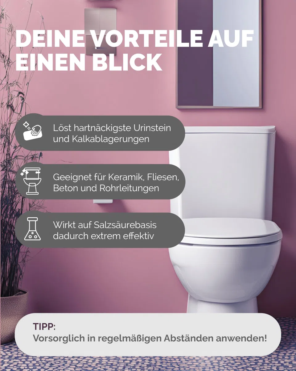 Optimal Products Urinsteinentferner extra stark 5L - Kraftvoller WC Reiniger, Entfernt hartnäckigste Ablagerungen im Sanitärbereich wie Urinstein & Kalkstein