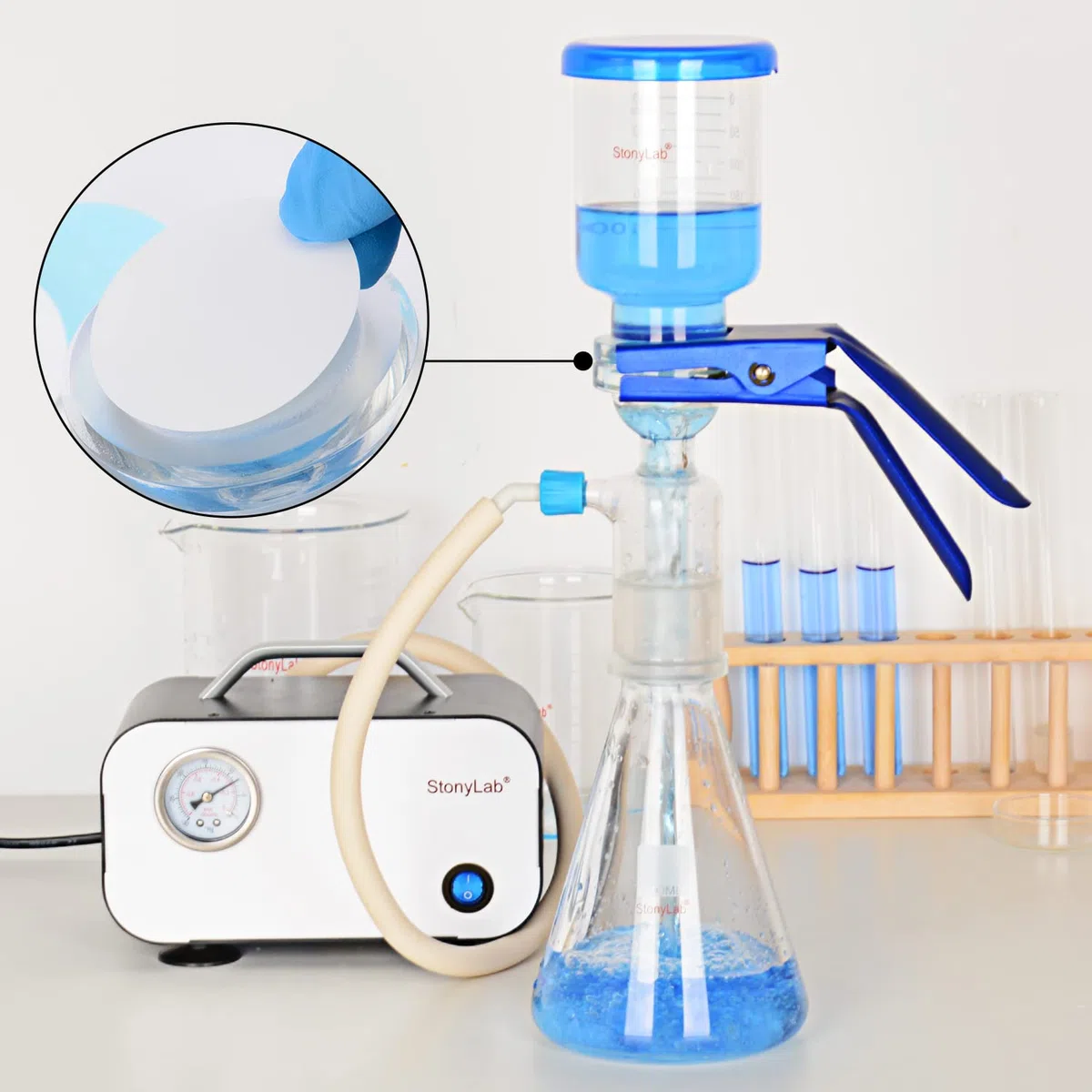 stonylab 50 Pack Nylon Membranfilter, hydrophile Nylon Membranscheibenfilter mit 0,45 μm Porengröße und 47 mm Durchmesser
