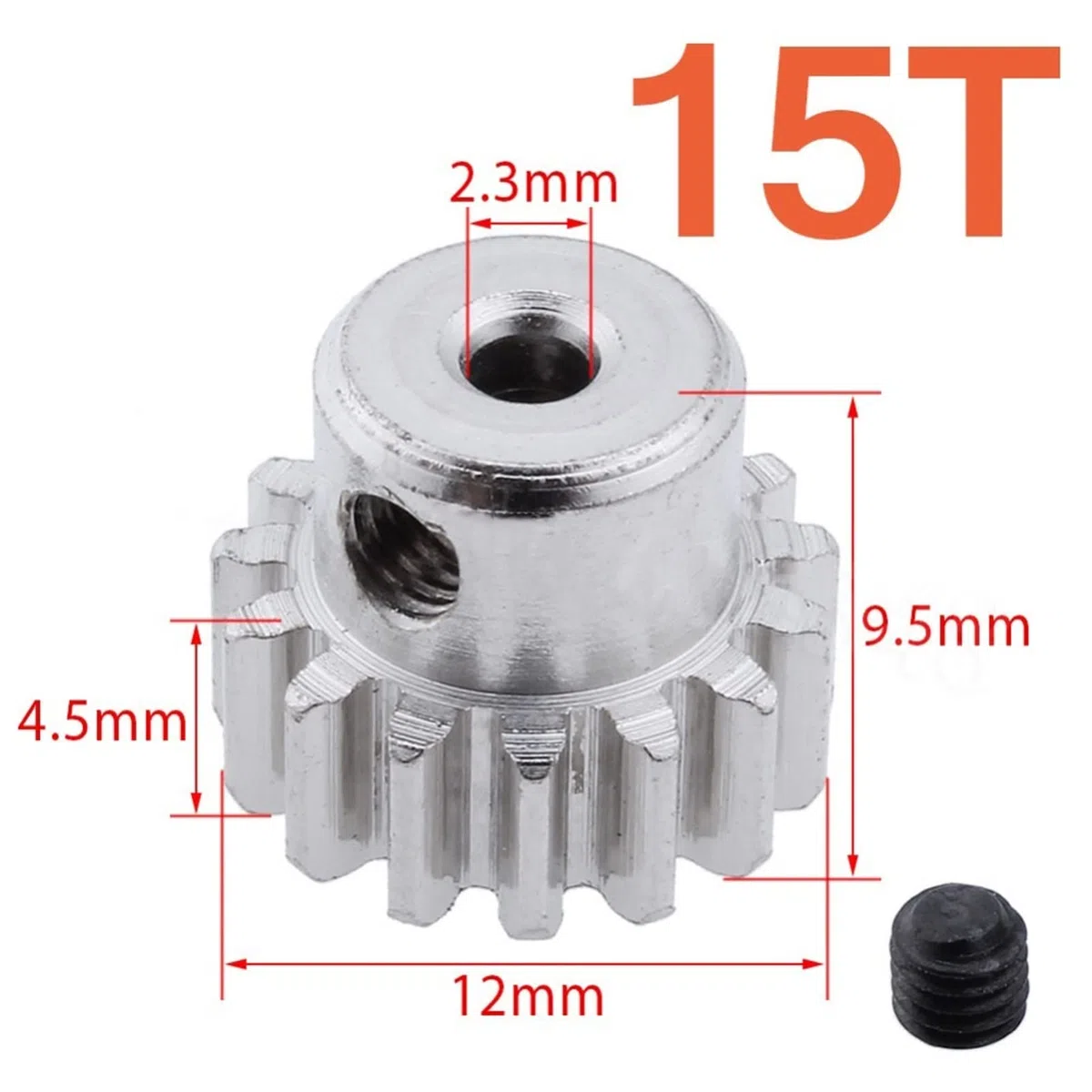 Ritzel-Zahnradsatz, Ritzel, 1 Stück, 15 Zähne, Stirnrad, 0,7 Modul, 15 T, Stahlmetall, Motorritzel, 2,2 mm Bohrungswelle, Motorstufen-Stirnrad, Bohrungswelle(Sliver)