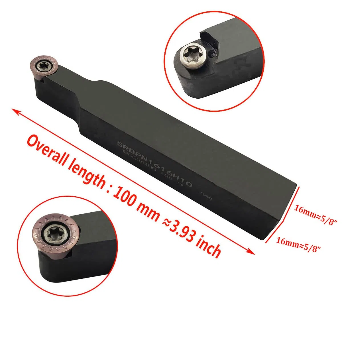 11 Stück RPMT10T3 MOE R5 Wendeschneidplatten-Fräseinsätze Klingenfräser mit 5/8"/16 mm SRDPN1616H10 Wendeschneidplatten-Fräswerkzeughalter Metall-Drehmaschinen-Schneidwerkzeuge