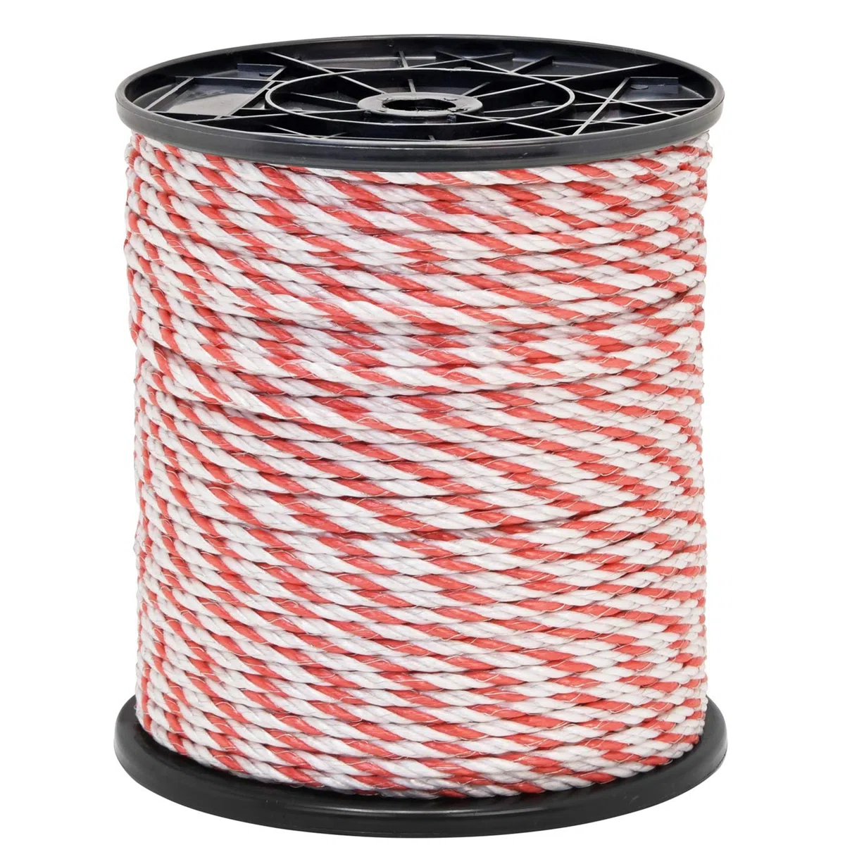 VOSS.farming Weidezaun Seil 200 m 6 mm, 1 x 0,3 Kupfer + 5 x 0,2 NIRO, weiß-rot Elektroseil Pferd Pony Rind