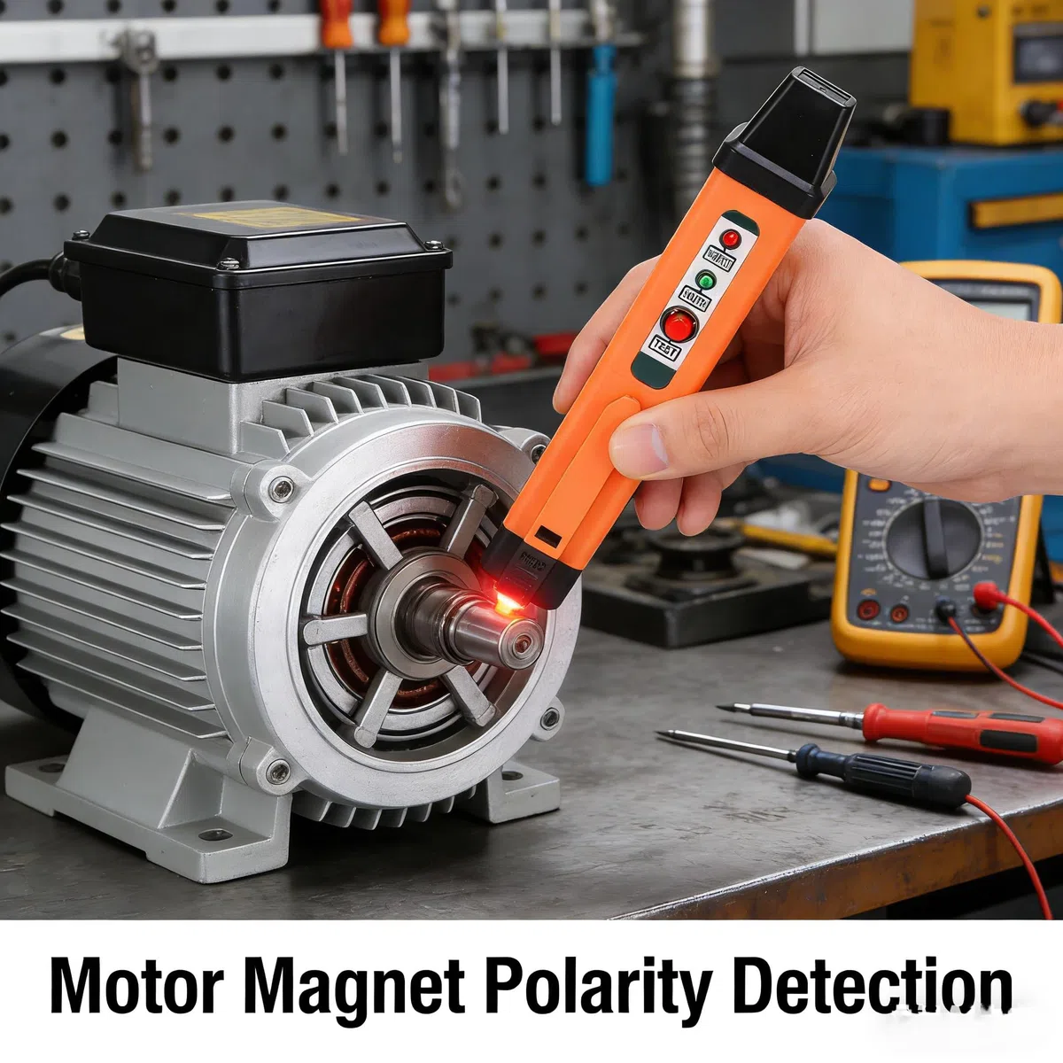 Magnetischer Polaritätstester, 862M N/S-Polstift Detektor mit LED-Anzeige, Tragbar Polaritätsprüfgerät, Magnetpol-Stift-Polaritätsprüfer, für Dauerhafte Elektromagnetpolen Spulenprüfung