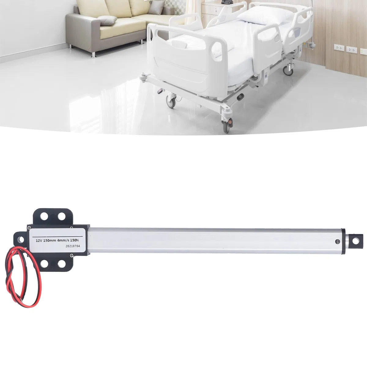 Fafeicy 12V 150mm Hub Mini Elektrischer Linearaktuator, für Industrie Landwirtschaft Lüftungsanlagen Linearantrieb Schubstange, 0℃-40℃/32-104℉ Betriebstemperatur, 10% Arbeitsrate (Hub 150mm-8mm/s-70N)