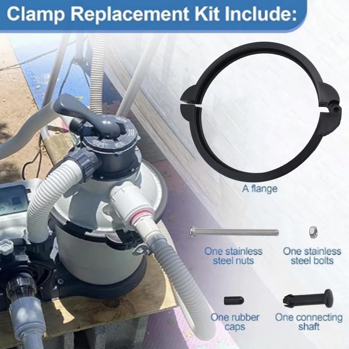 Ersatz-Klemmmanschette für Ring für Intex SF90110-1 Modell, Schaftmanschette Schelle Schaftmanschette, 10 Zoll Sandfilterpumpenklemme O- für RING Kit