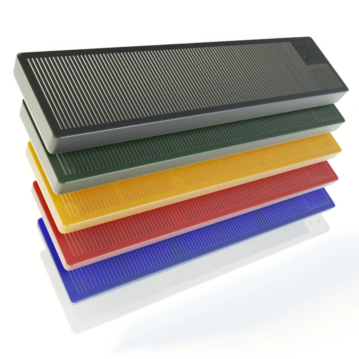 BAUHELD Verglasungsklötze 24x100mm - Set 300 Stück - Fenster-Abstandshalter aus stabilem Kunststoff - Unterleg-Keile mit Feinriffelungen - Als Fensterkeile, Unterlegplatten, Ausgleichsplättchen