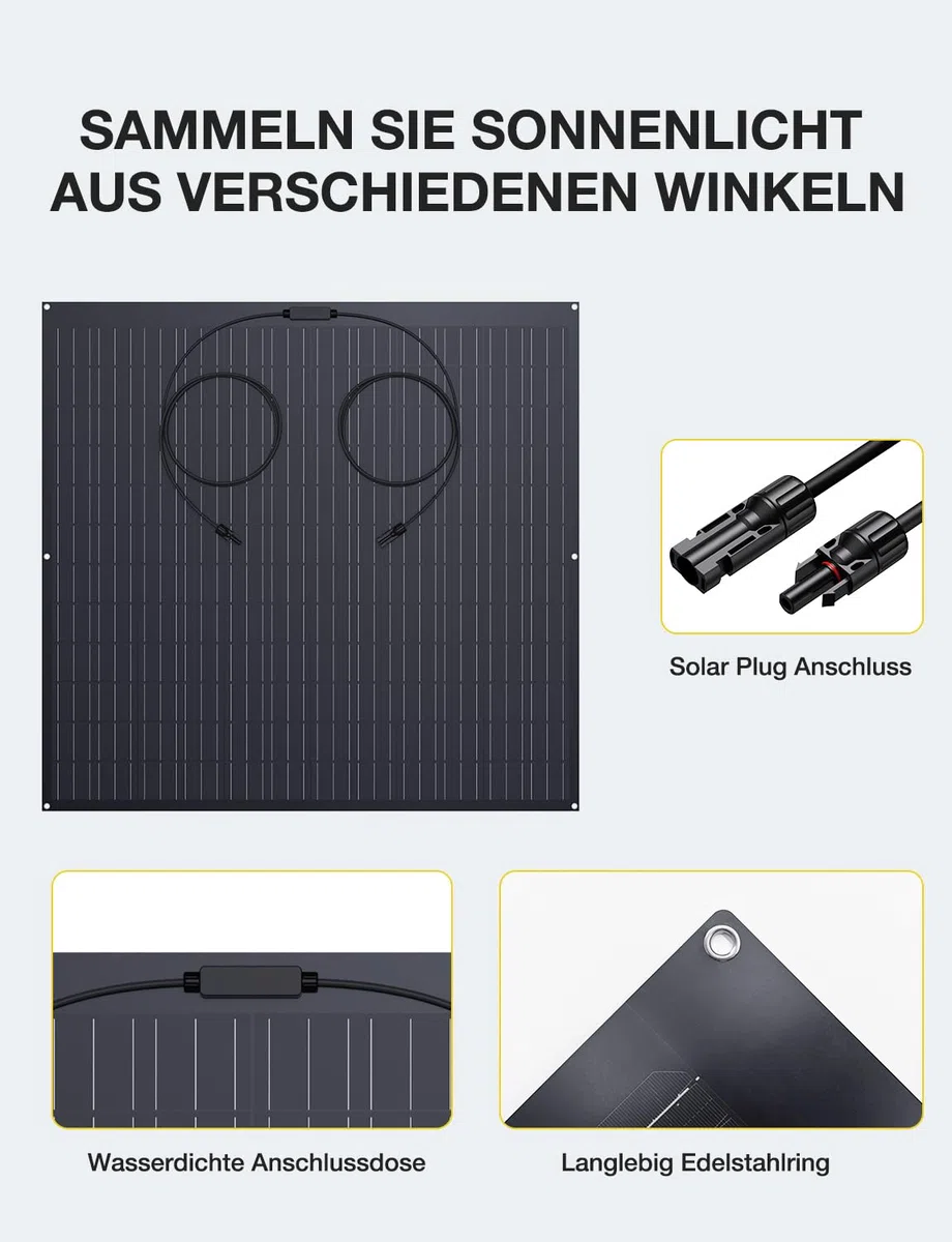 480W Flexible Solarpanel, 2x 240W Solarmodul, IP67 Wasserdicht Photovoltaik, Solar Panel für Wohnmobil, Balkonkraftwerk, Camping, Boot