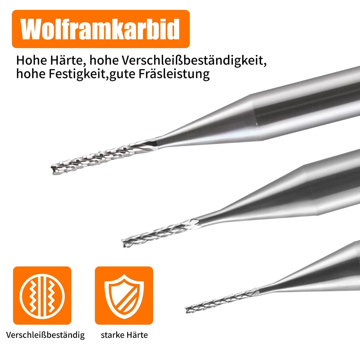 EU_HOZLY 10 Stücke Fräser 3.175mm Hartmetall-Endfräser Gravierbits CNC-Leiterplatten-Maschinen 0.8mm Schneidkanten