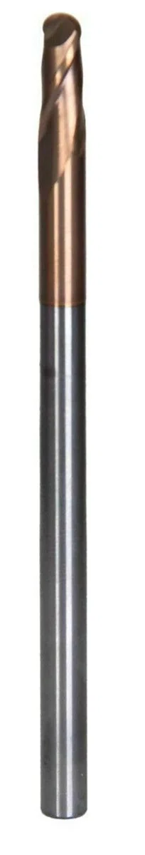 VHM Radiusfräser, überlang, extralang Ø 3/4/ 6/8/ 10/12 mm, Z=2, beschichtet, Größe: 6R3 x 15 x 100 mm