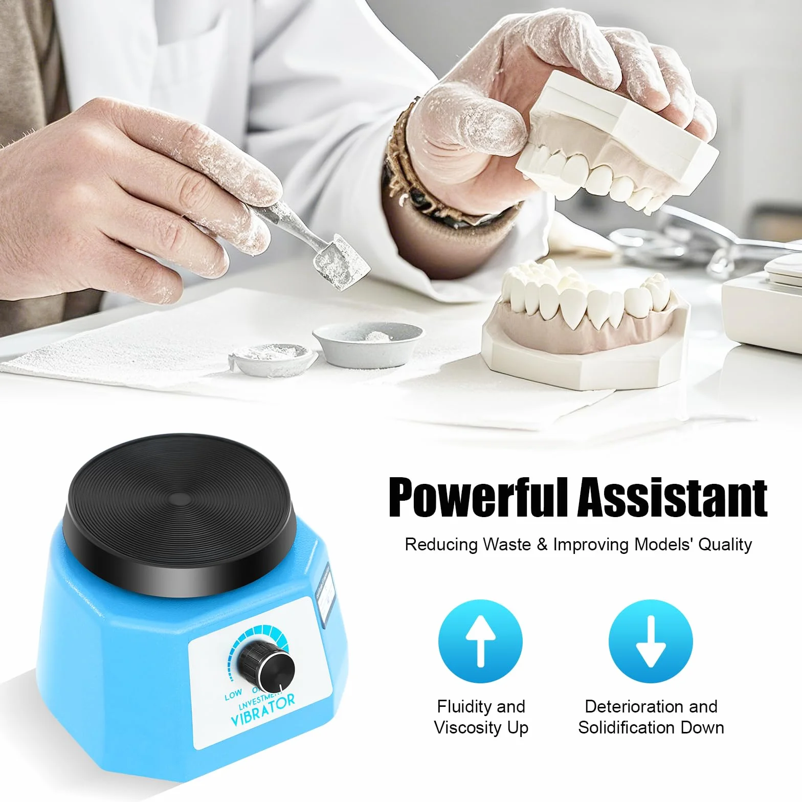 Dental Oszillator, 220V 100W Gipsrüttler, 4 Zoll Rüttelplatte Gips, Runder Gipsrüttler für Mischen von Gips, Gießen von Modellen, Harzguss
