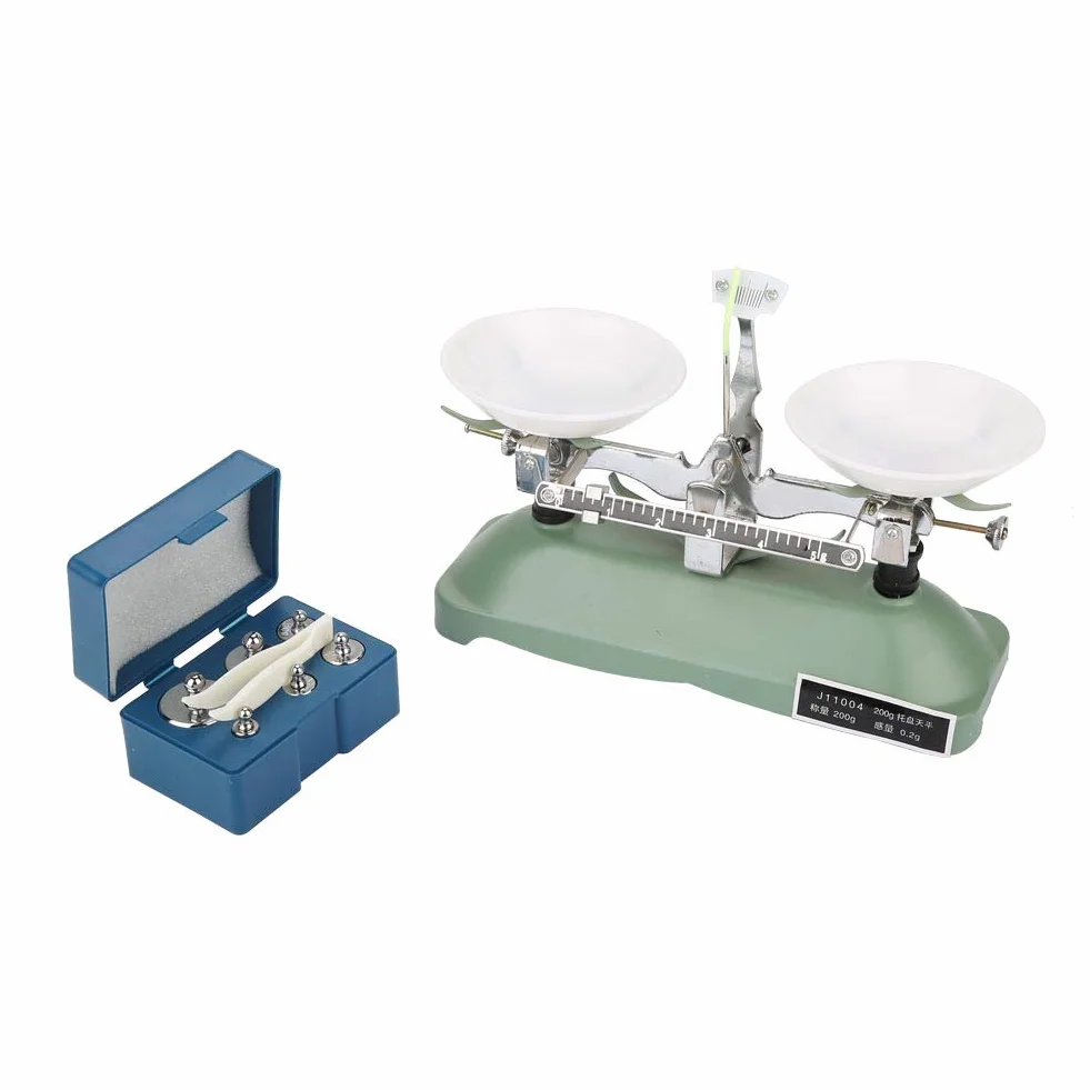 200 G 0,2 G Mechanisches Tablett, Waage mit Gewichten Chemischer Schwebebalken Roberval Balance Waage Skala Dreifach-Physik-Labor-Lehrmittel