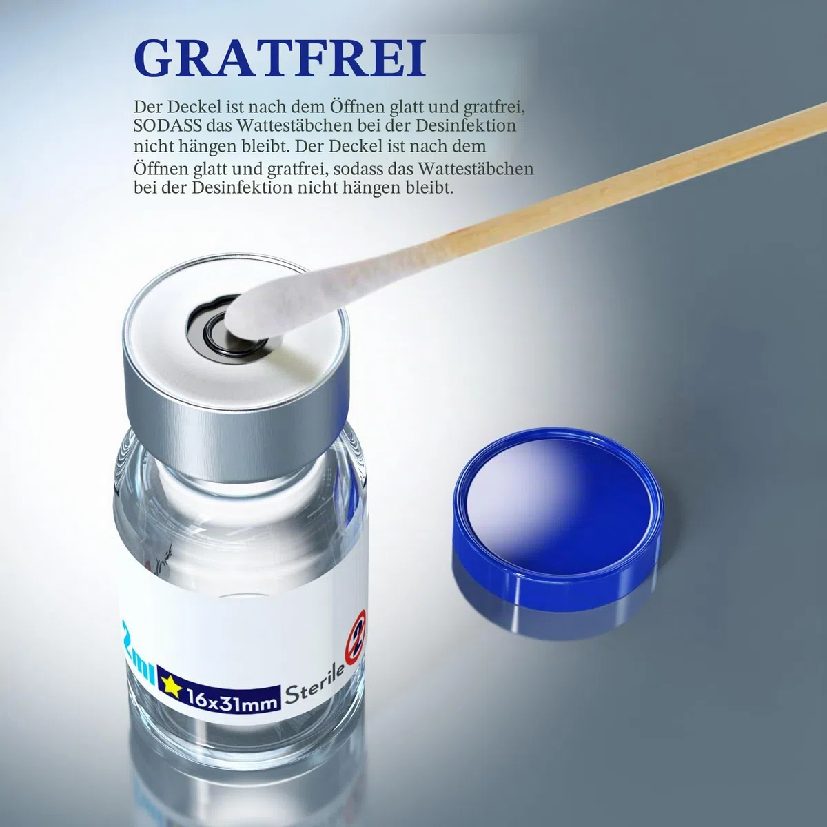 Ks-Tek Sterile leere Ampullen mit selbstheilendem Einspritzanschluss, mit Aluminium-Kunststoffkappe, steriles Paket (2 ml klar, 10)