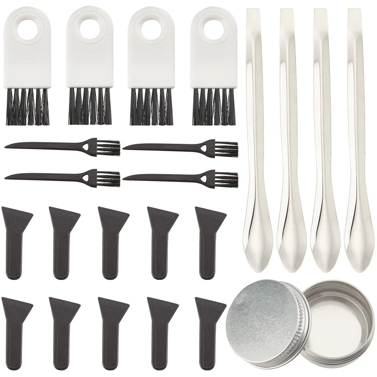 GORGECRAFT 23-Teiliges Pollenschaber-Set Für Grinder, Einschließlich Reinigungsbürste, Pollenschaber, Edelstahl-Laborspatel, Mikroschaufel Und 10-Ml-Aluminiumglas