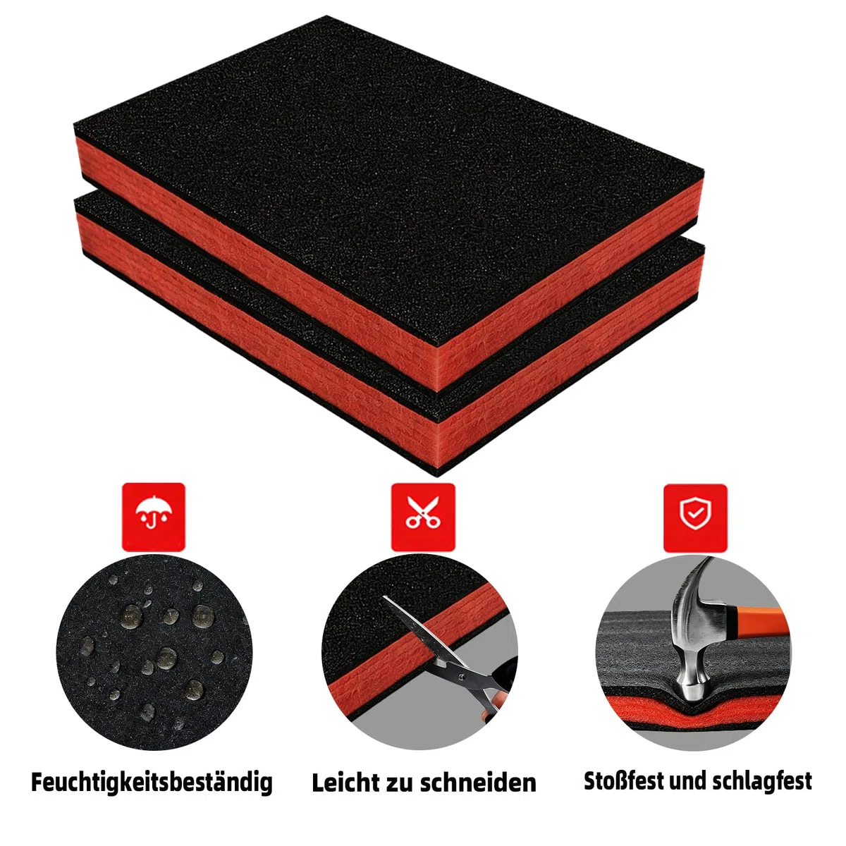 4 Stück Multilayer Schaumstoff Werkzeugeinlage 40 x 30 x 5cm Schaumstoff Zuschnitt Stoßdämpfend Antistatisch Schaumstoffeinlage für Transport Schaumstoffeinlage Werkzeug für Verpackung Lagerung DIY