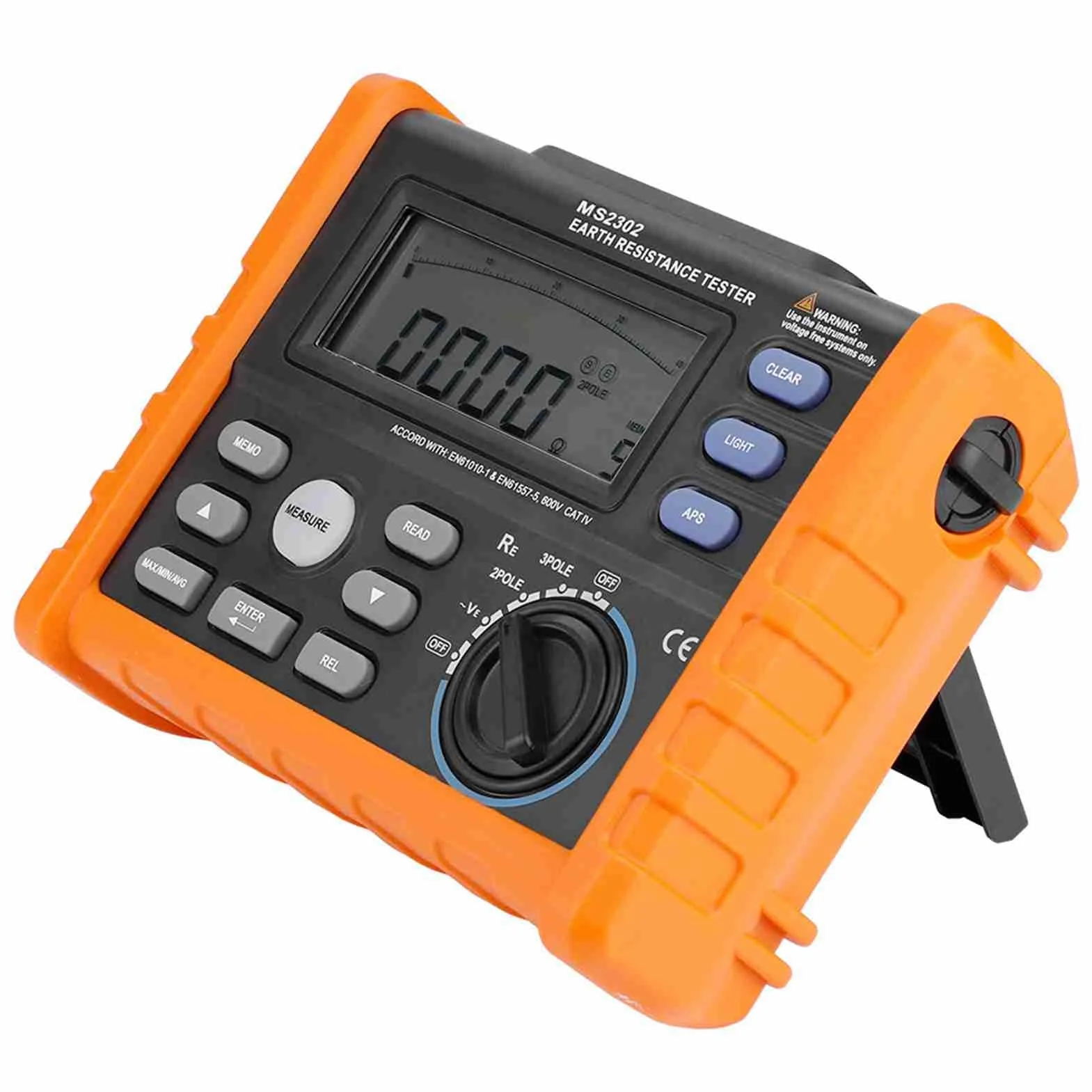PEAKMETER MS2302 Digitales Widerstandsmessgerät Megohmmeter mit LCD-Hintergrundbeleuchtung 0~4K Ohm 100 Groups Data Logging