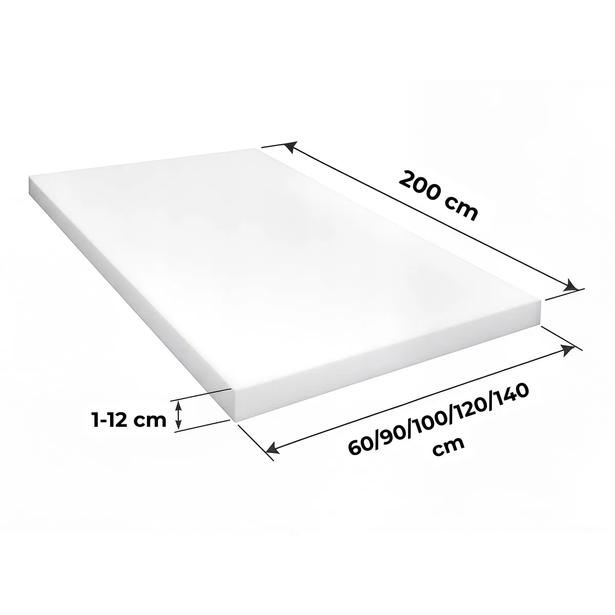 Schaumstoffplatte RG35/43 60 x 200 x 3 cm Polsterschaum PU – Schaumstoff Zuschnitt für Sitzpolster Sofa Couch Matratze Topper Kissen Wohnwagen Boot Dämmung – Oeko-TEX