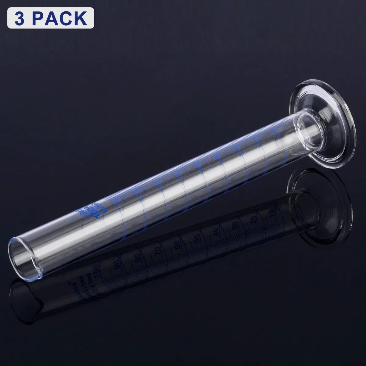 Labasics Messzylinder, 3er-Pack Borosilikat Glas 100 ml Dickwandiger Messzylinder Laborzylinder Lab Graduated Cylinder