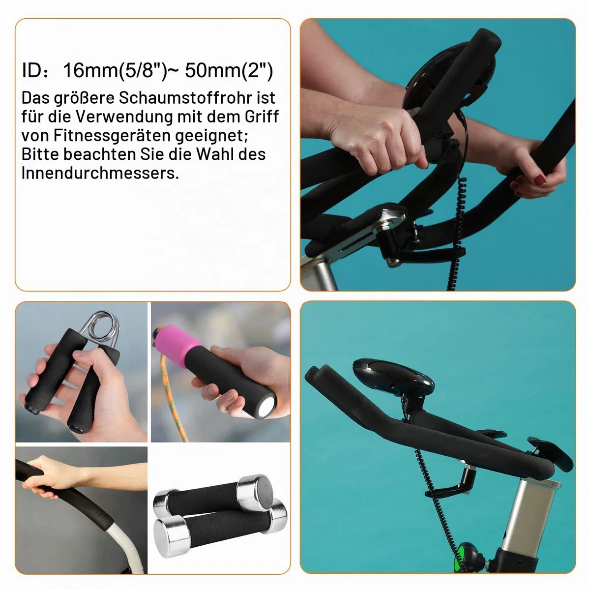 sourcing map 1m Rohrisolierung Schaumstoff, Durchmesser 50mm Isolierstärke 7.5mm Heizungsrohr Verkleidung für Fitnessgeräte, Rohre, Handhaben (Schwarz)