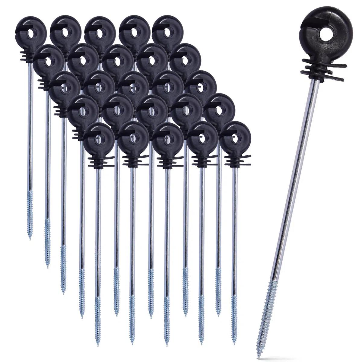 25 Stück Ringisolator, Weidezaun Isolatoren , Pfosten-Holz-Isolator für Holzpfähle, Seil, Weidezaun & Elektrozaun, Abstandisolator 250mm