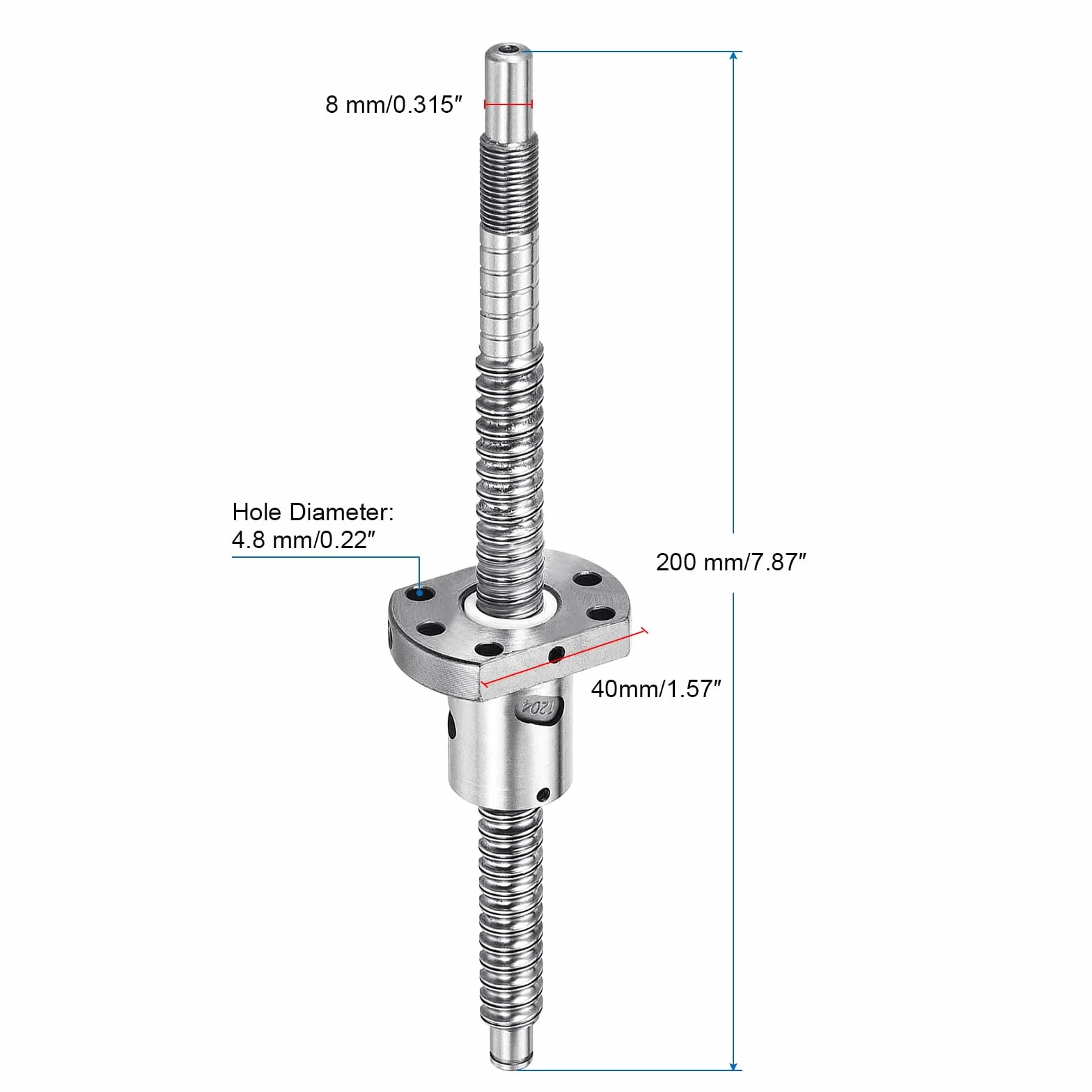 QUARKZMAN BallScrew SFU1204 (Durchmesser 12mm, Steigung 4mm, Länge 200mm) mit Kugelgewindemutter Anti-Backlash Kugelgewindespindel-Kit Standard-Endbearbeitung für BK/BF12 CNC-Maschinenteile