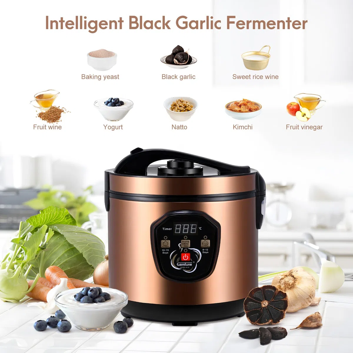 Schwarzer Knoblauch Fermenter 6L, Sunowl Joghurt Maschine, Automatische Intelligente Black Garlic Maker Schwarzer Knoblauch Fermentiert Fermentierter Knoblauch Maschine