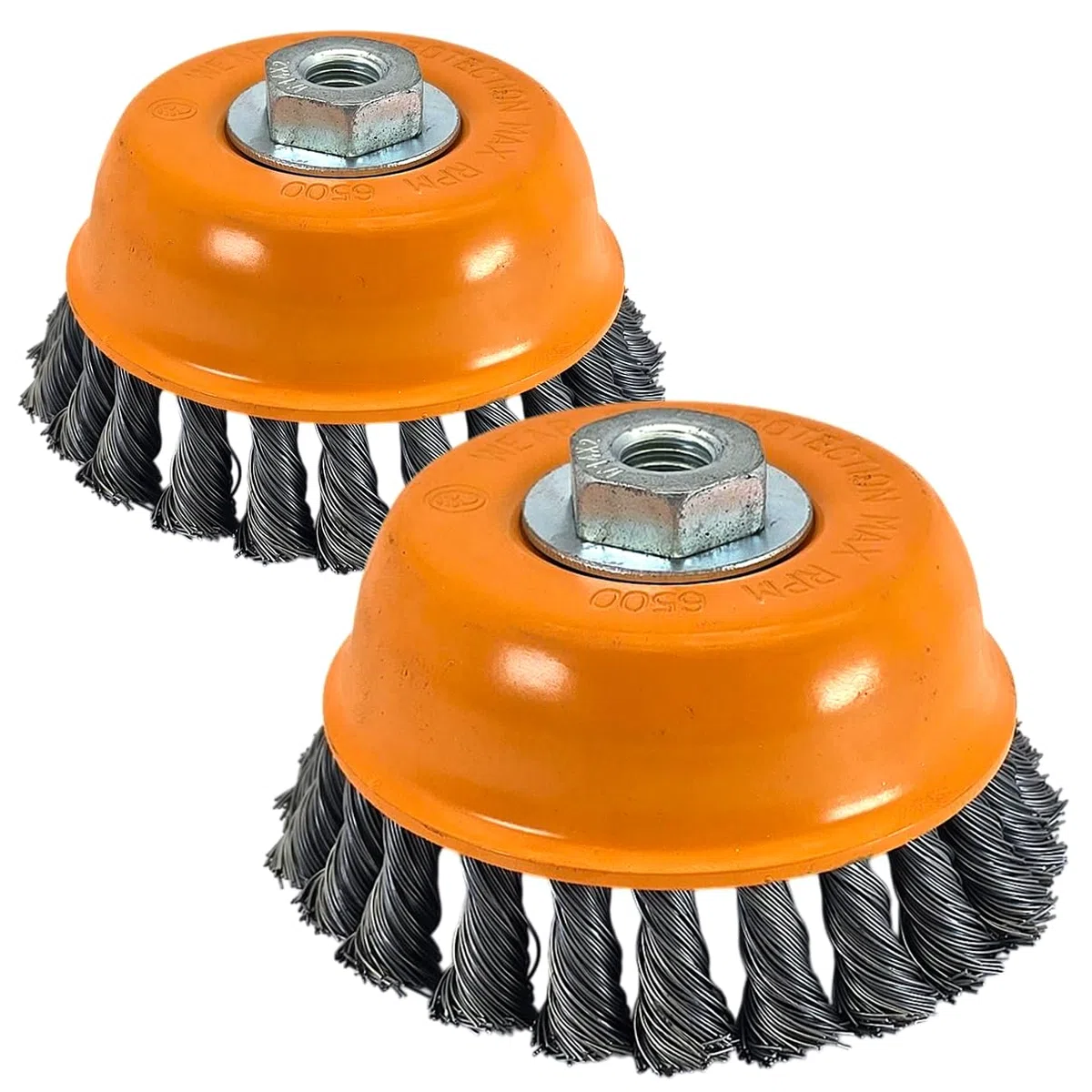 HERO PROFESSIONAL Topfbürste 125 mm 2er Set – Drahtbürste gezopft M14 für Winkelschleifer I Rundbürste zum Entrosten/Entlacken/Entgraten I Premium-Line