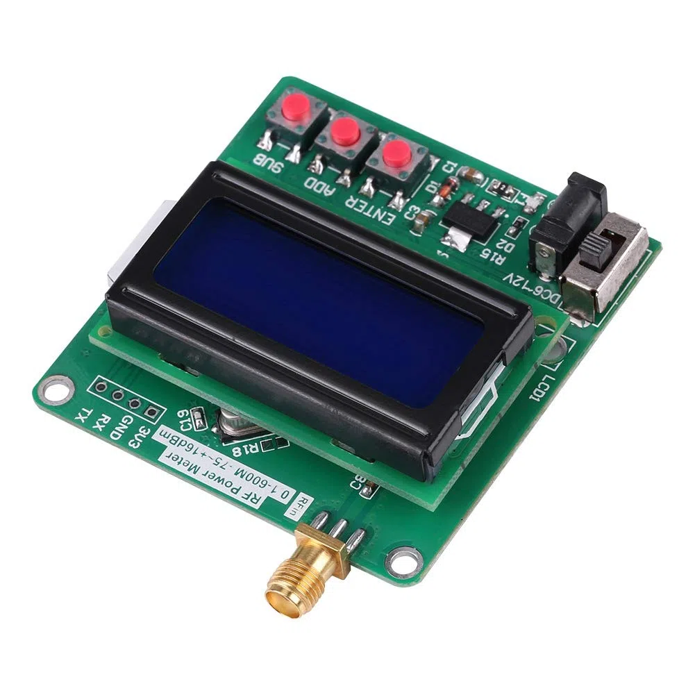 Naroote HF-Leistungsmesser, LCD, Digital, -75 Bis +16 DBm, 1–600 MHz, Frequenzdämpfungswert für Elektronik-Enthusiasten