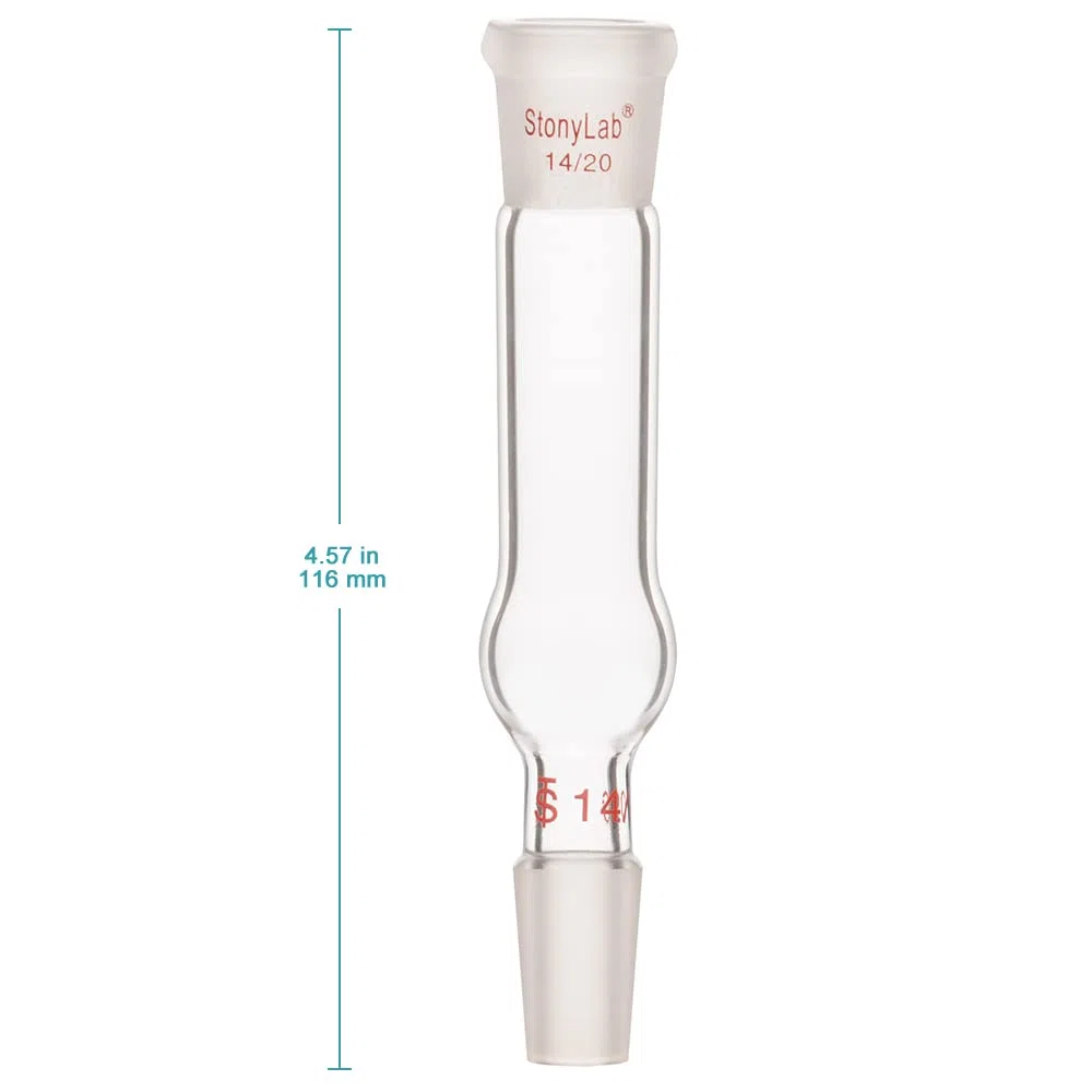 stonylab Borosilikatglas-Trocknungsrohr-Adapter, Zwei 14/20 Verbindungsstücke, Gerades Trocknungsrohr für Laborzwecke