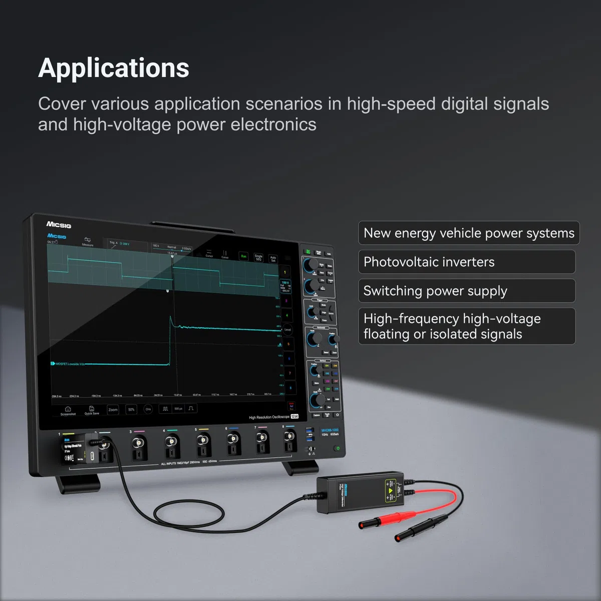 Micsig High Voltage Differential Probe DP Series oscilloscopes Probe 100Mhz/150Mhz/200Mhz oscilloscopes Probe DP1500/DP700/DP3000/DP7000/DP701/DP1501/DP3001/DP702/DP1502/DP3002(DP700 100Mhz)