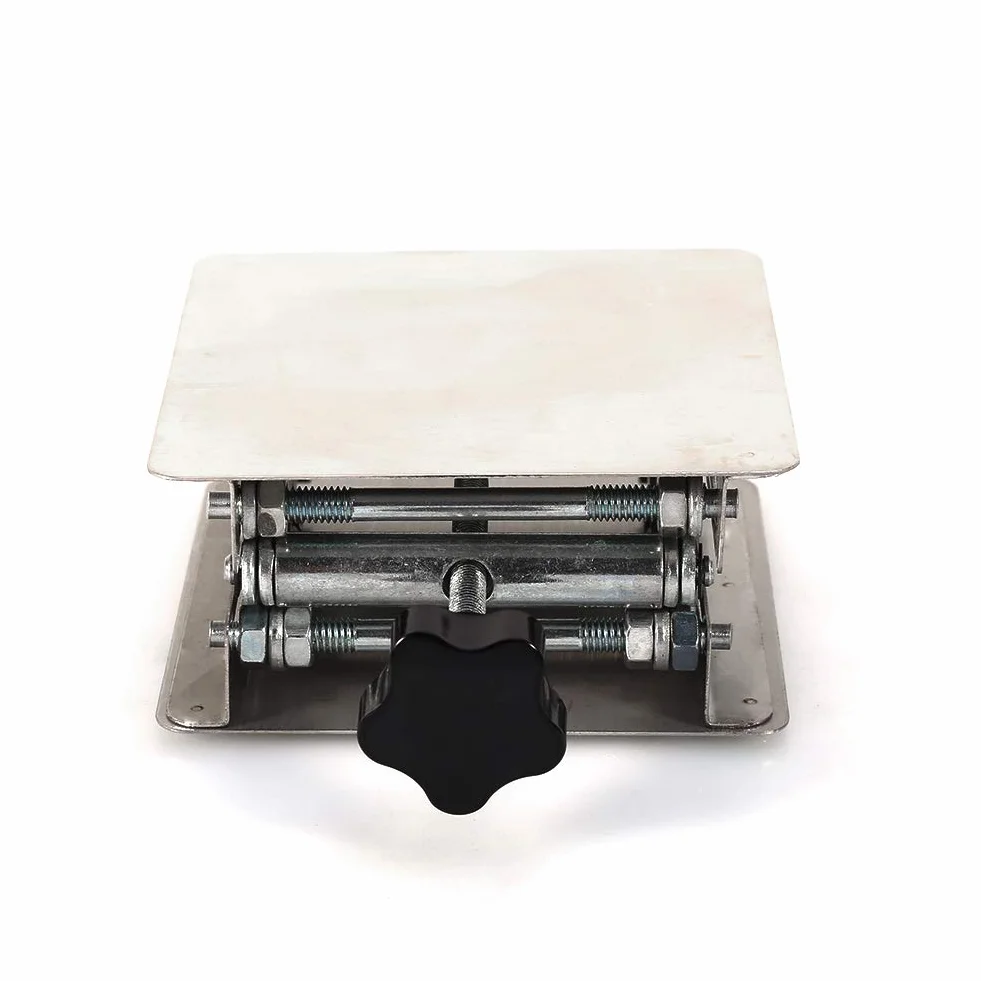Laborständer Tisch 100 x 100 mm Scherenbühne aus Edelstahl Labor-Hebebühne Lab-Lift Hebebühnen