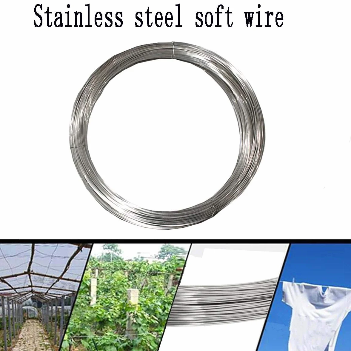 Edelstahldraht Gartendraht Blumendraht Bindedraht Pflanzendraht Basteldraht,-0.8mm soft wire (100m)/328FT