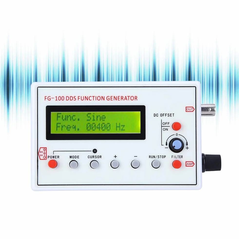 Frequenzgenerator, Signalgenerator, FG-100 DDS, 1HZ-500KHz Funktion Niederfrequenz-Signalgenerator Sägezahn-Sinuswellenform
