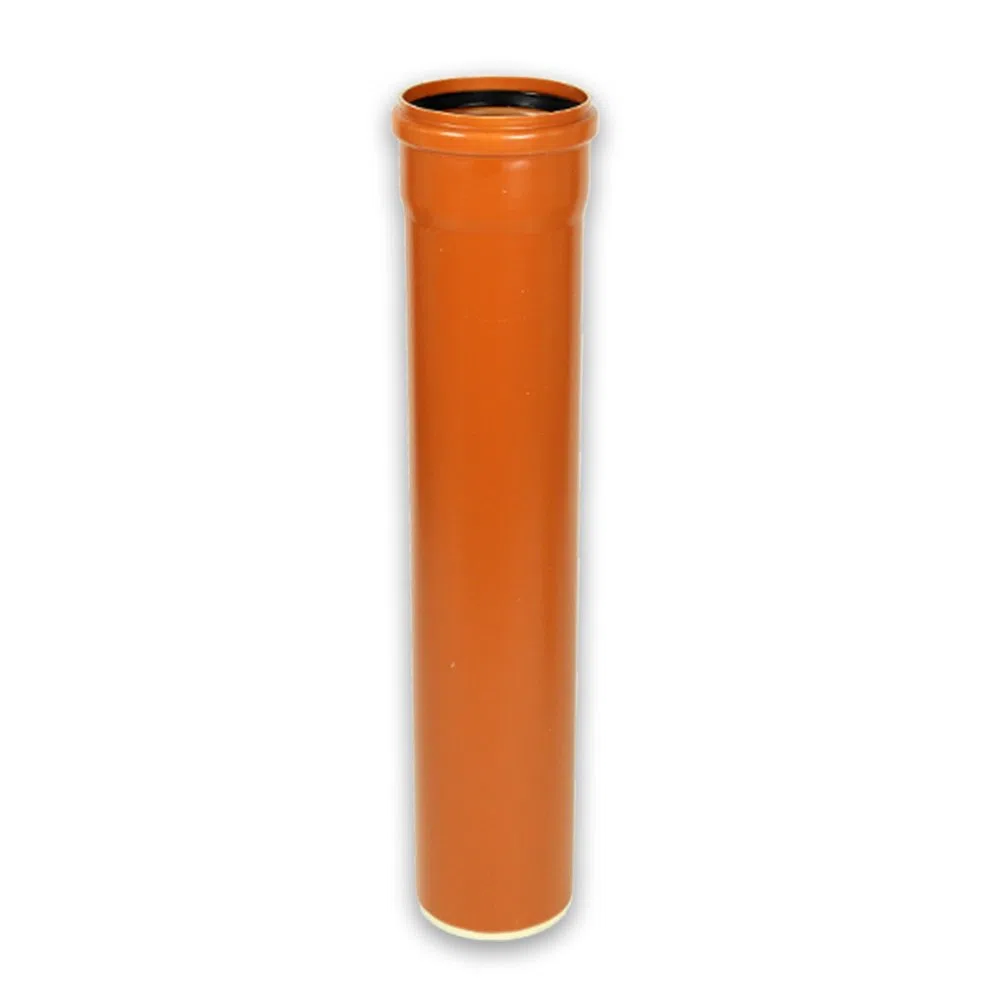 KG-Rohr mit Steckmuffe und Gummidichtring PVC-U DN 200 Länge 1000 mm Orange