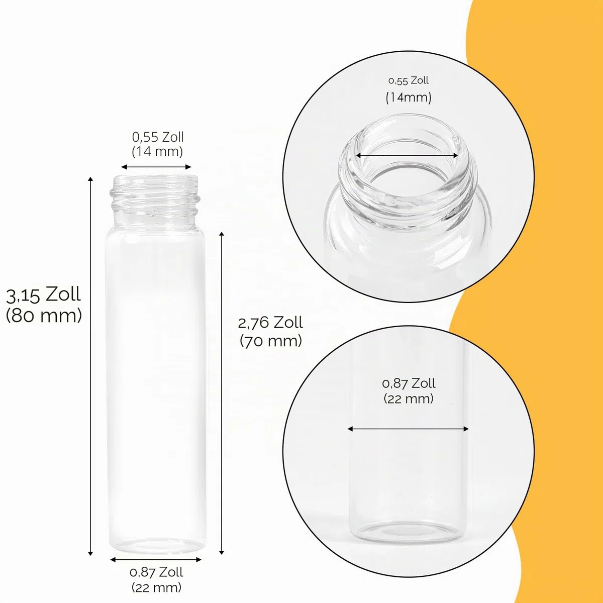 20ml Glasfläschchen mit Schraubverschluss und Kunststoffstopfen, Transparent Kleine Glasflaschen Auslaufsichere Glas Fläschchen für Flüssigkeit Pulver Proben und kleinen Gegenständen, 50 Stück