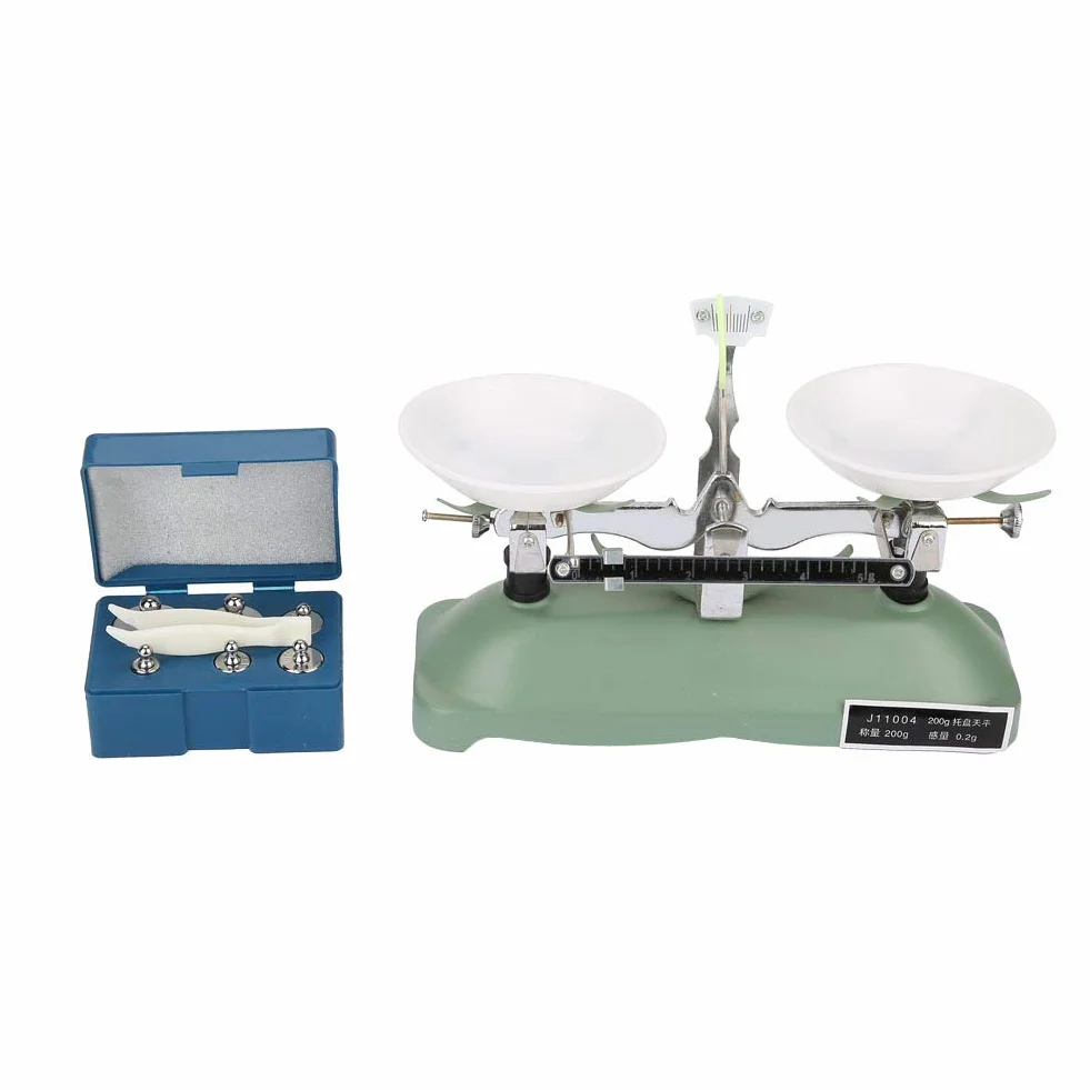 200 G 0,2 G Mechanisches Tablett, Waage mit Gewichten Chemischer Schwebebalken Roberval Balance Waage Skala Dreifach-Physik-Labor-Lehrmittel