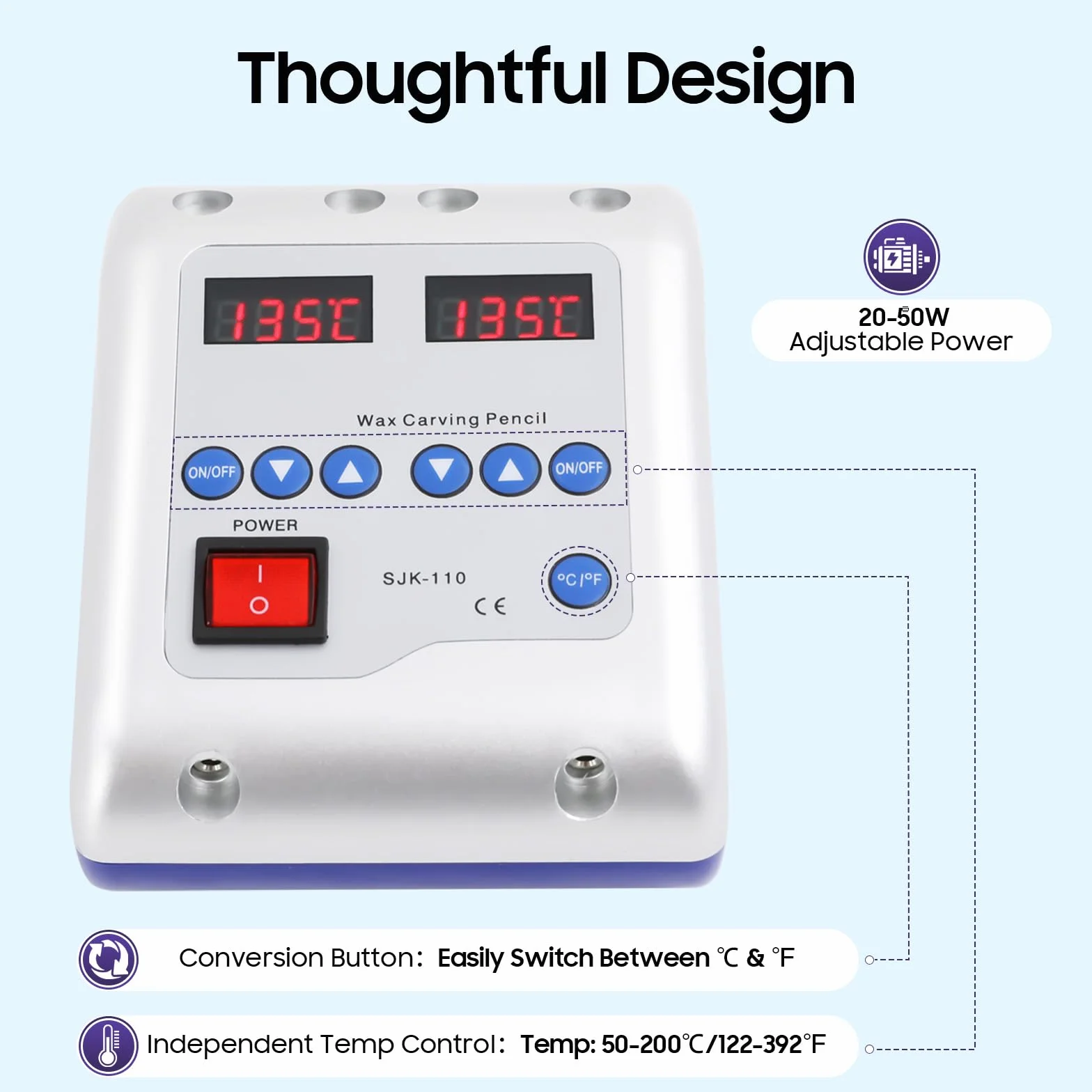 Digital Elektrisch Waxer Maschine mit 6 Tips Wachs Modellier Gerät Wachsmesser Dental 20W Digitaler Elektrischer Wachs Maschine, 2A, AC240V 50/60HZ