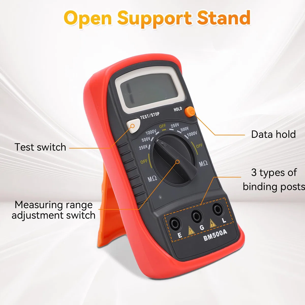 Megohmmeter, Isolationstester, LCD-Digital-Megaohmmeter, BM500a 1000 V Digitaler Widerstandstester, Isolationswiderstandsmesser Megohm-Messgerät Für Wartung Und Prüfung Elektrischer Geräte, Megao