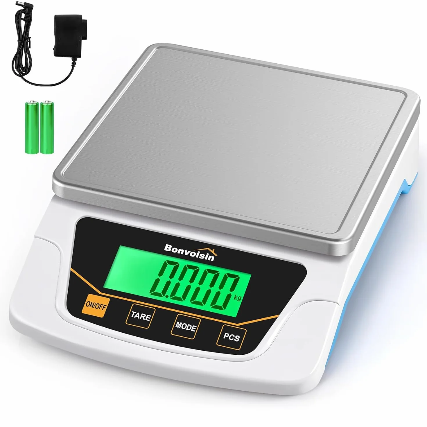 Bonvoisin Präzisionswaage 6000g x 0,1g, Digitale Laborwaage mit 6 Einheitenumrechnungen, Zähl- & Tara-Funktion, Edelstahl-Wägeplatte, Dualer Betrieb & Auto-Off, für Labor, Juweliere, Bildung