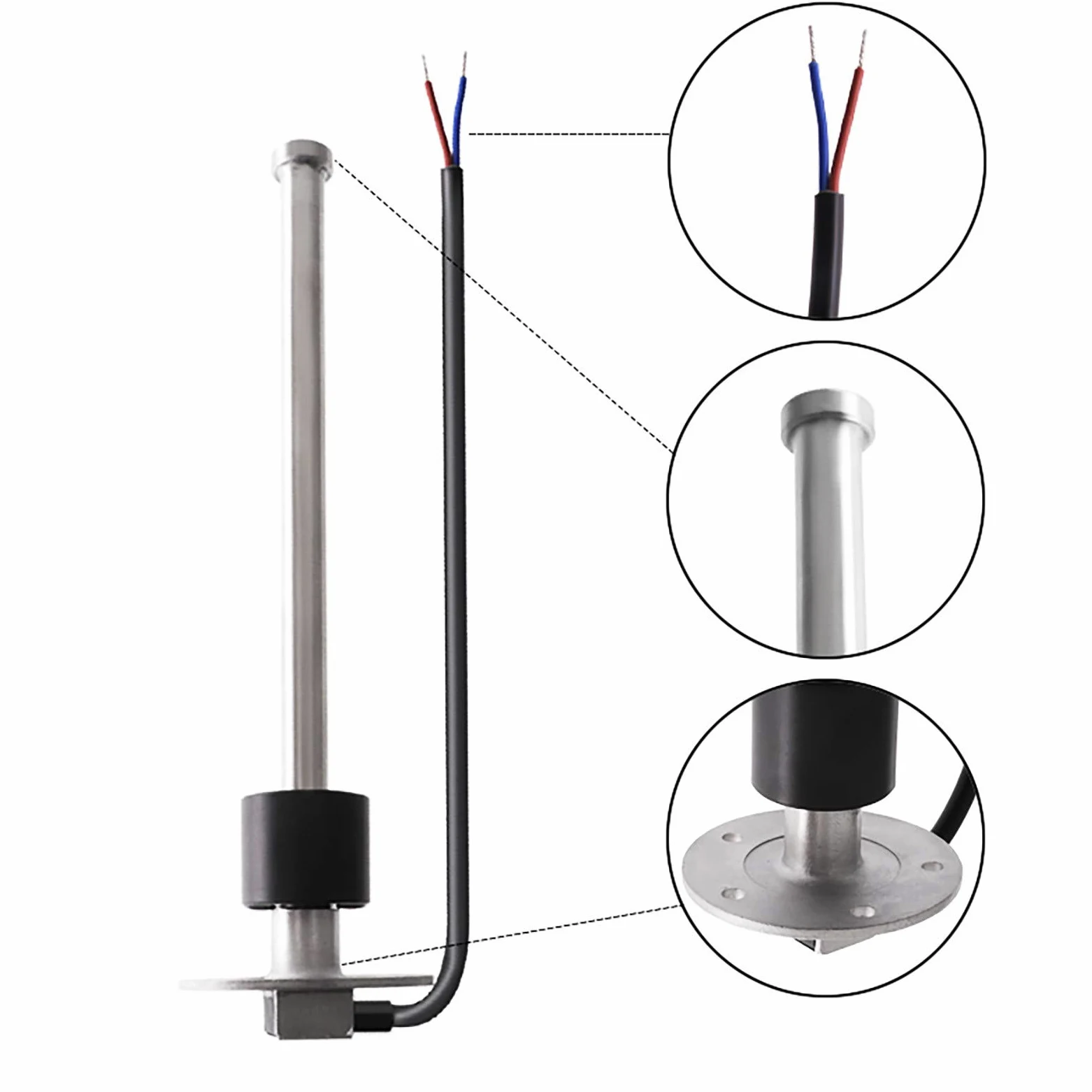 KAOLALI Füllstandssensor, Edelstahl-Kraftstoffsendeeinheit Wasserstandsanzeige-Sensor für Boote Wohnmobil Kraftstoff- und Wasseranzeige Brenngasgeber 5-Loch 0-190 Ohm(175mm)