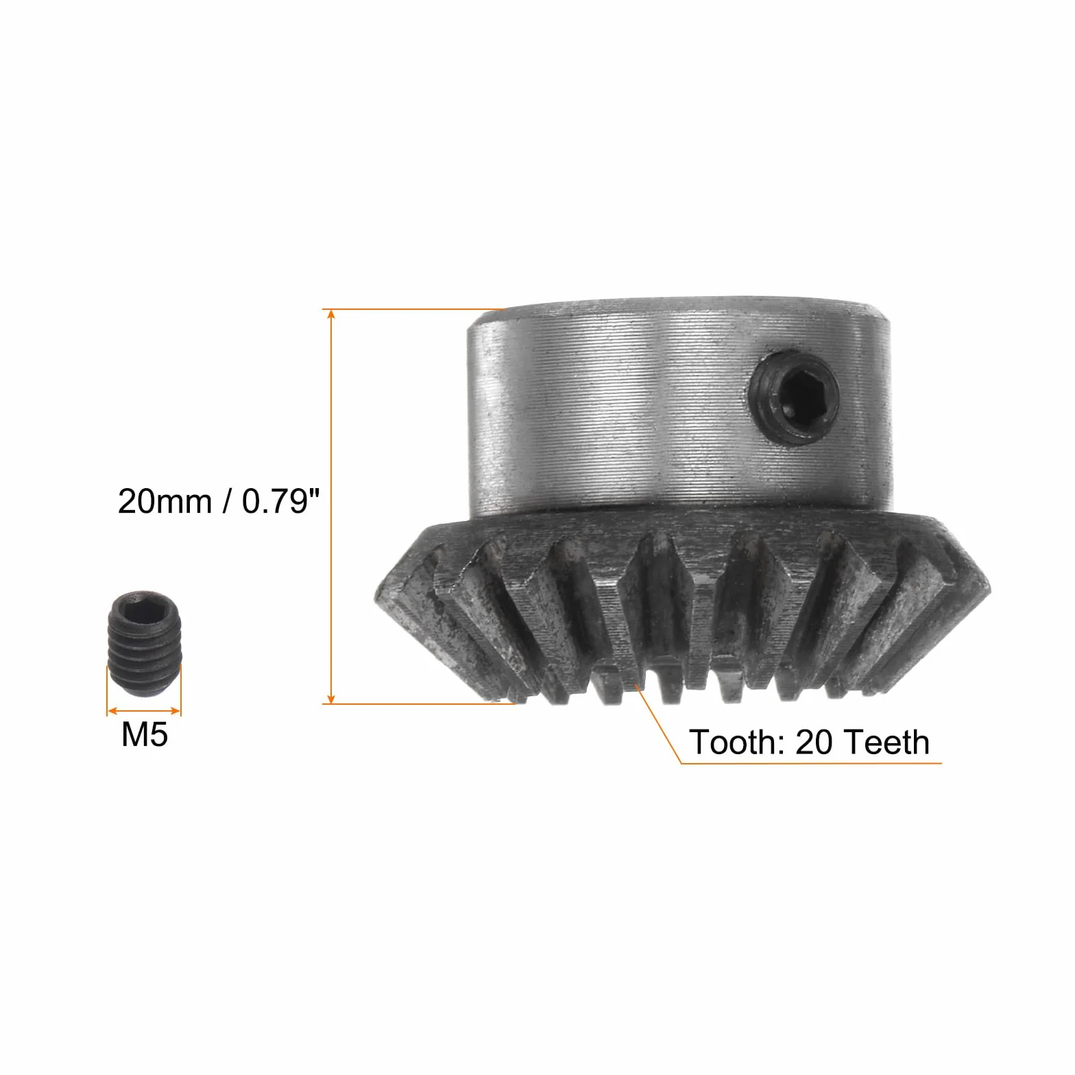 sourcing map Kegelradgetriebe, 1,5 m, 20 Zähne, 12 mm Schaftloch, 1:1, Kegelritzel, 45# Stahl, 1,5 Modul, 90-Grad-Lenkgetriebe mit M5-Befestigungsloch, für mechanische Rotation, 2 Stück