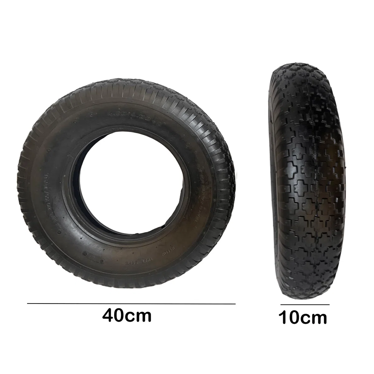 2 Stück Schubkarrenreifen 4.80/4.00-8 mit Schlauch Set, Ersatzreifen 4PR, Schubkarrenrad, robuster Gummireifen 250kg Traglast, Schubkarrenreifen Profil für Baugelände