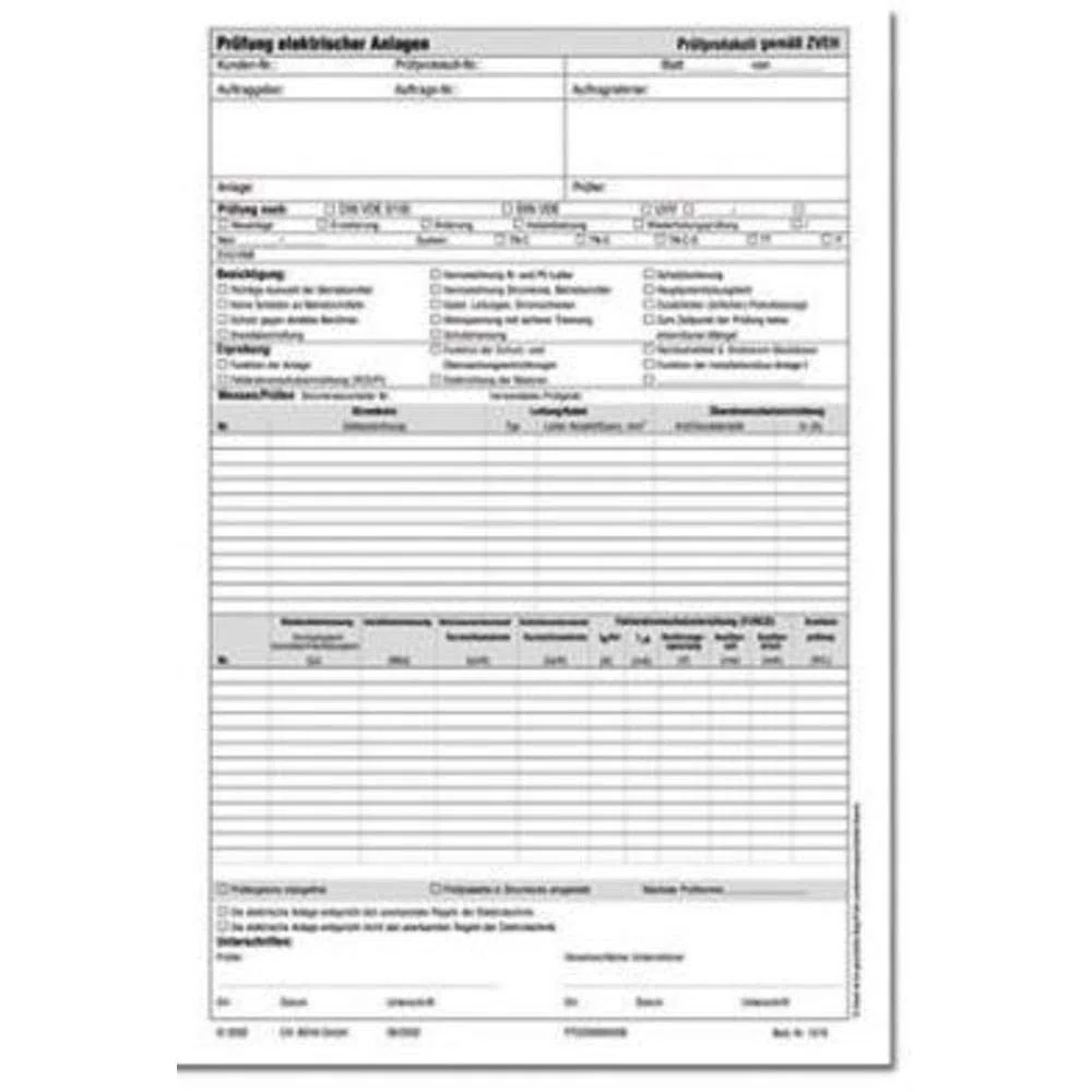 Beha-Amprobe Prüfprotokollblock für 0701/0702 FTC00001279D