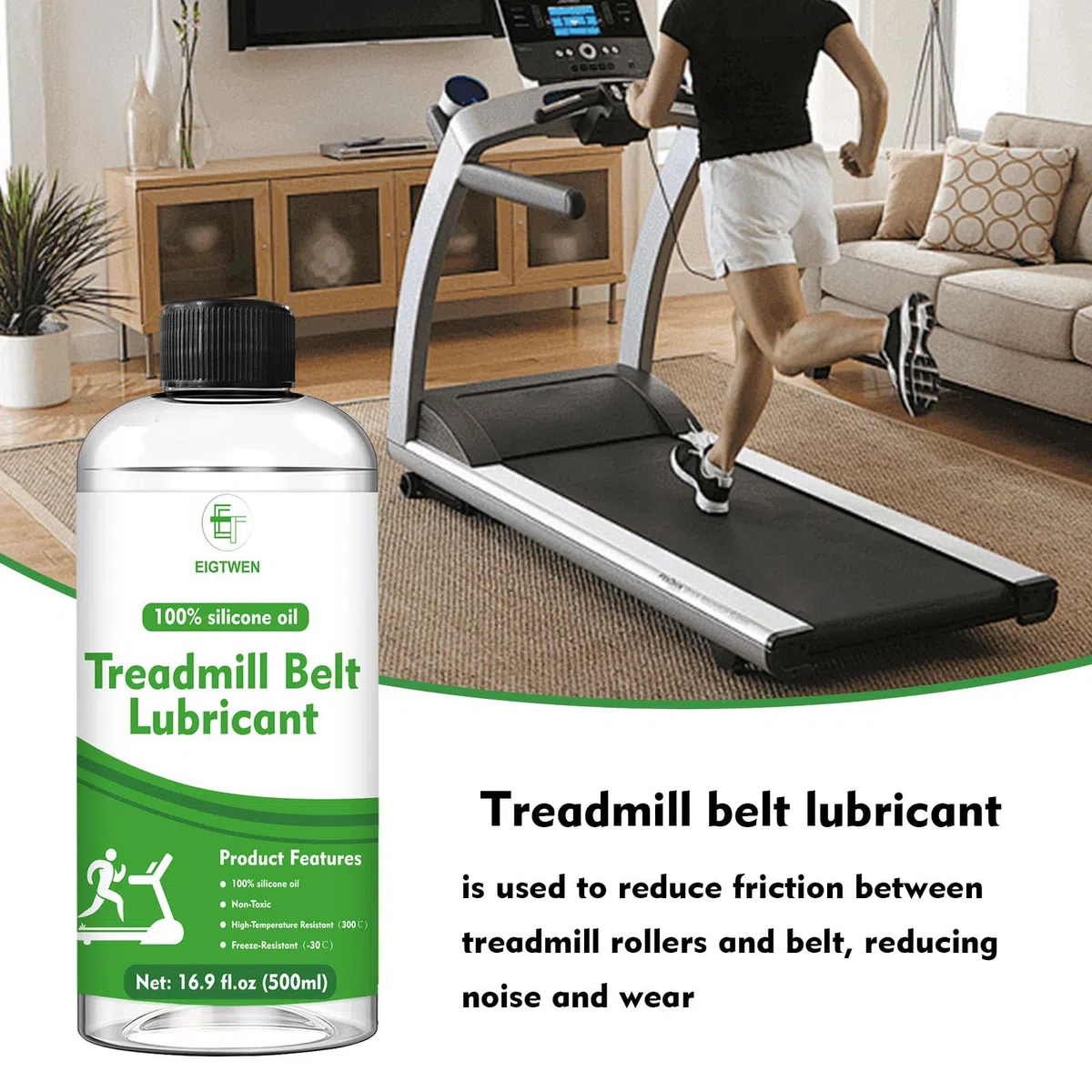 EIGTWEN 500ml Laufbandöl, 100% Silikonöl, Hochtemperaturbeständig, Stabil, Geeignet für die meisten Laufbandtypen
