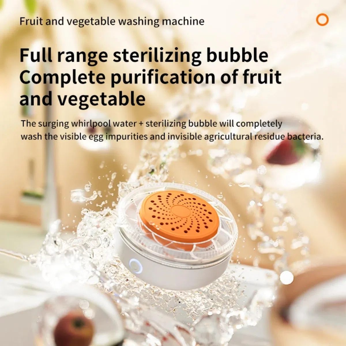 1 Packung Obst Gemüse Reiniger mit Hydroxyl für Ion Tech für 99,99% Reinigung von Fleisch und Meeresfrüchten Kabelloses Design Weiß 10x10x8cm für Küche