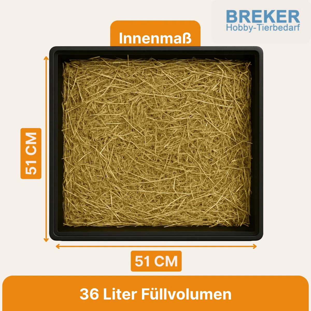 Breker Kunststoffwanne 60x60cm [geeignet als Kotwanne] 36 Liter Fassungsvolumen | Allzweckwanne | Plastikwanne | Schwarz