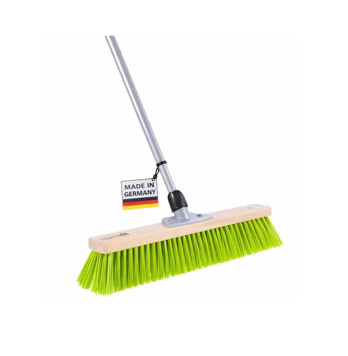 Profi Gartenbesen Besen 40cm mit Teleskopstiel Stiel neon-grüne Borsten | Formstabile und Robuste Elaston-Borsten, Neon-Grün, Straßenbesen für Garten, Haus und Hof