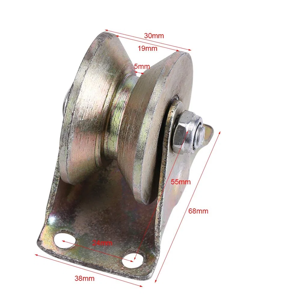 2 Stück V-Typ-Radschiene, Stahl Rillenrad-Gleittorrolle, starre Lenkrollen mit Halterung, Gleittorrolle