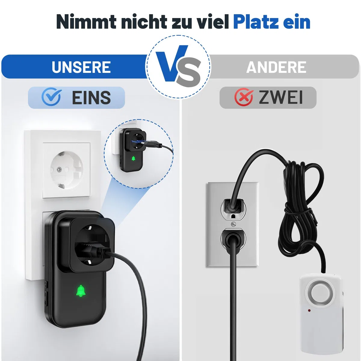 Stromausfallalarm melder mit LED Anzeige, 0-110db Stromausfallmelder Stromausfall Alarm bei Stromausfall im Gefrierschrank, 7 wählbare Alarmtöne Monitor für Kühlschrank, Tauchpumpen & Aquarium